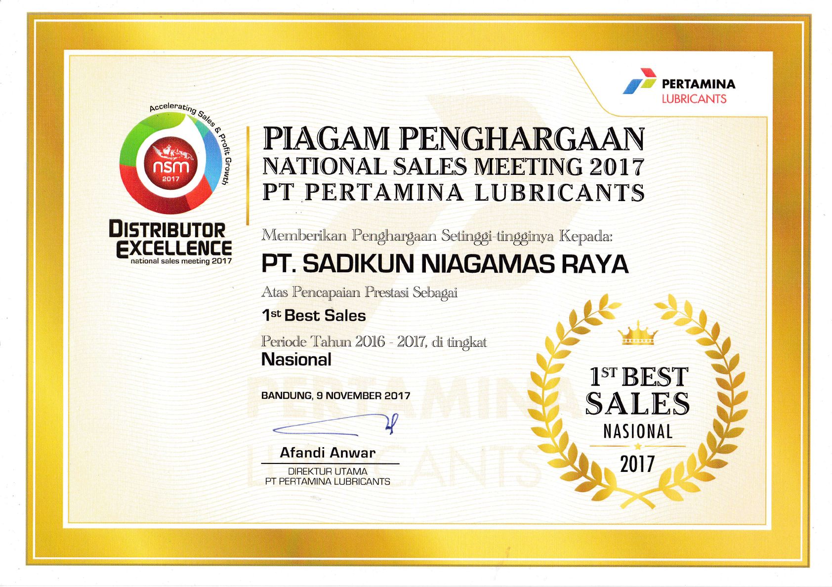Best Intensification, Winback, Aquisition - Sales Regional III I 2016