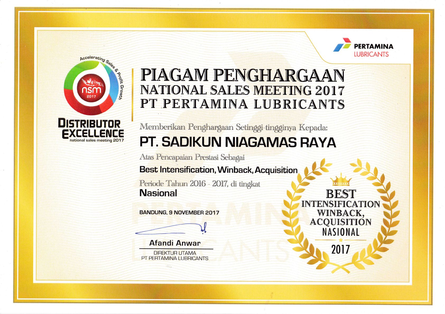 Best Intensification, Winback, Aquisition - National I 2017