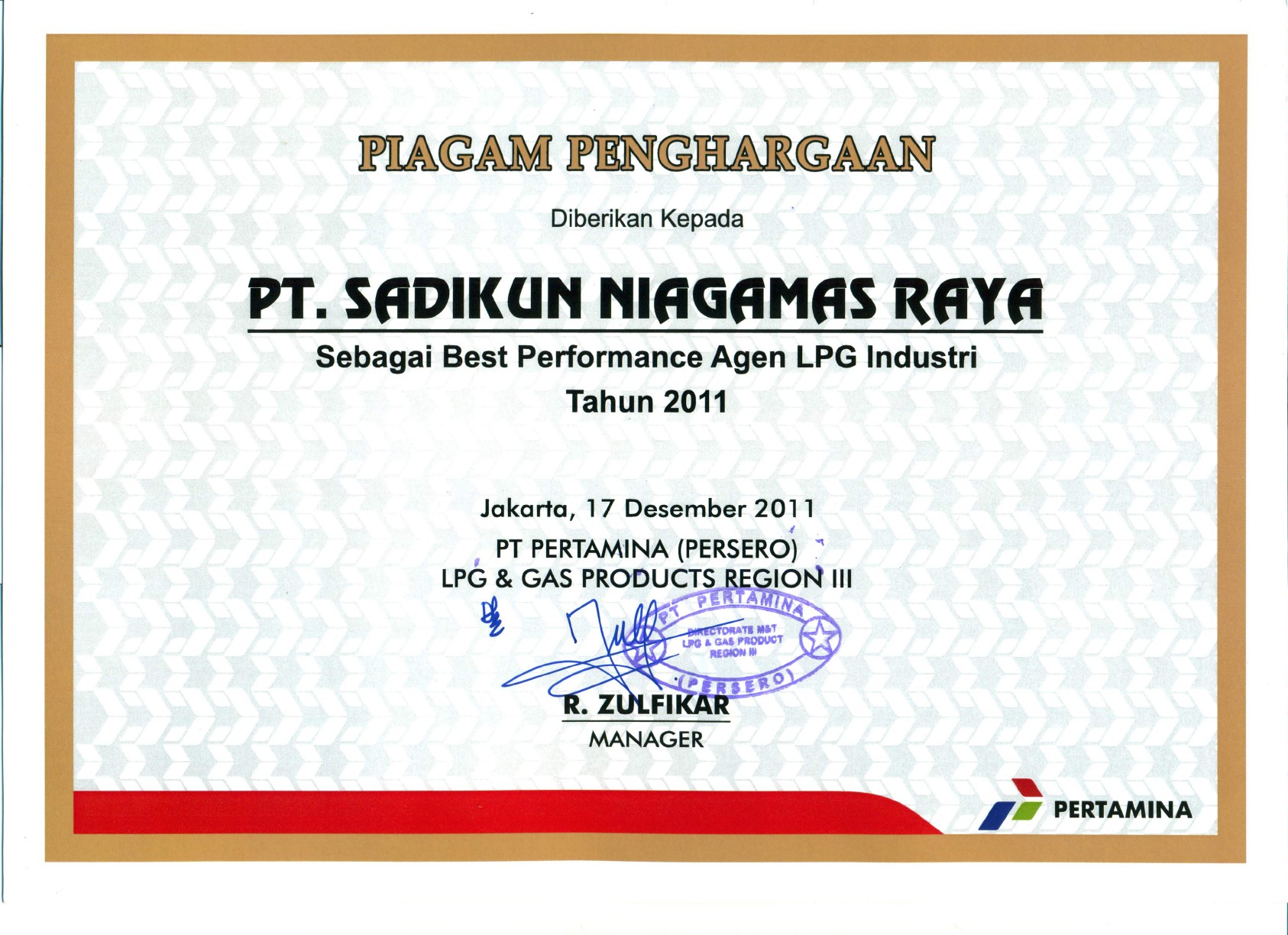 Best Performance of LPG Industry Agents I 2011