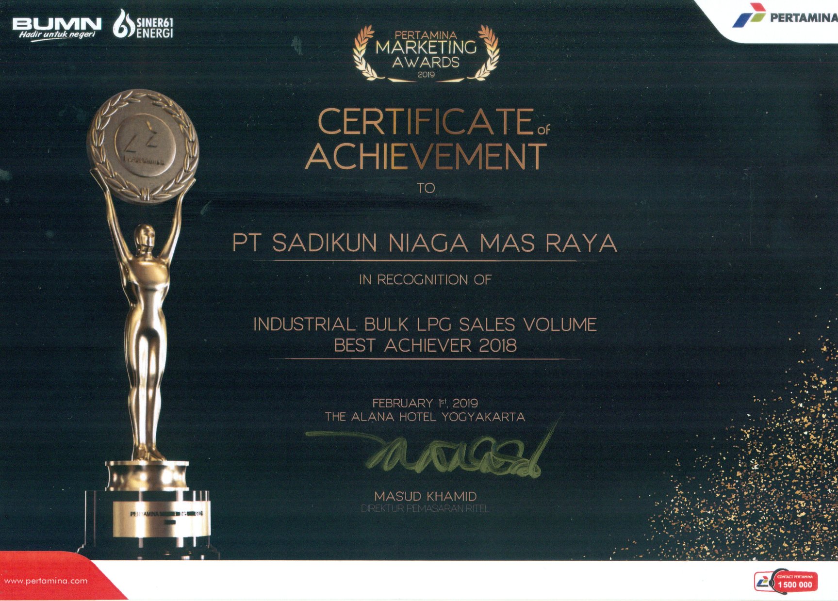Industrial Bulk LPG Sales Volume - Best Achiever I 2018
